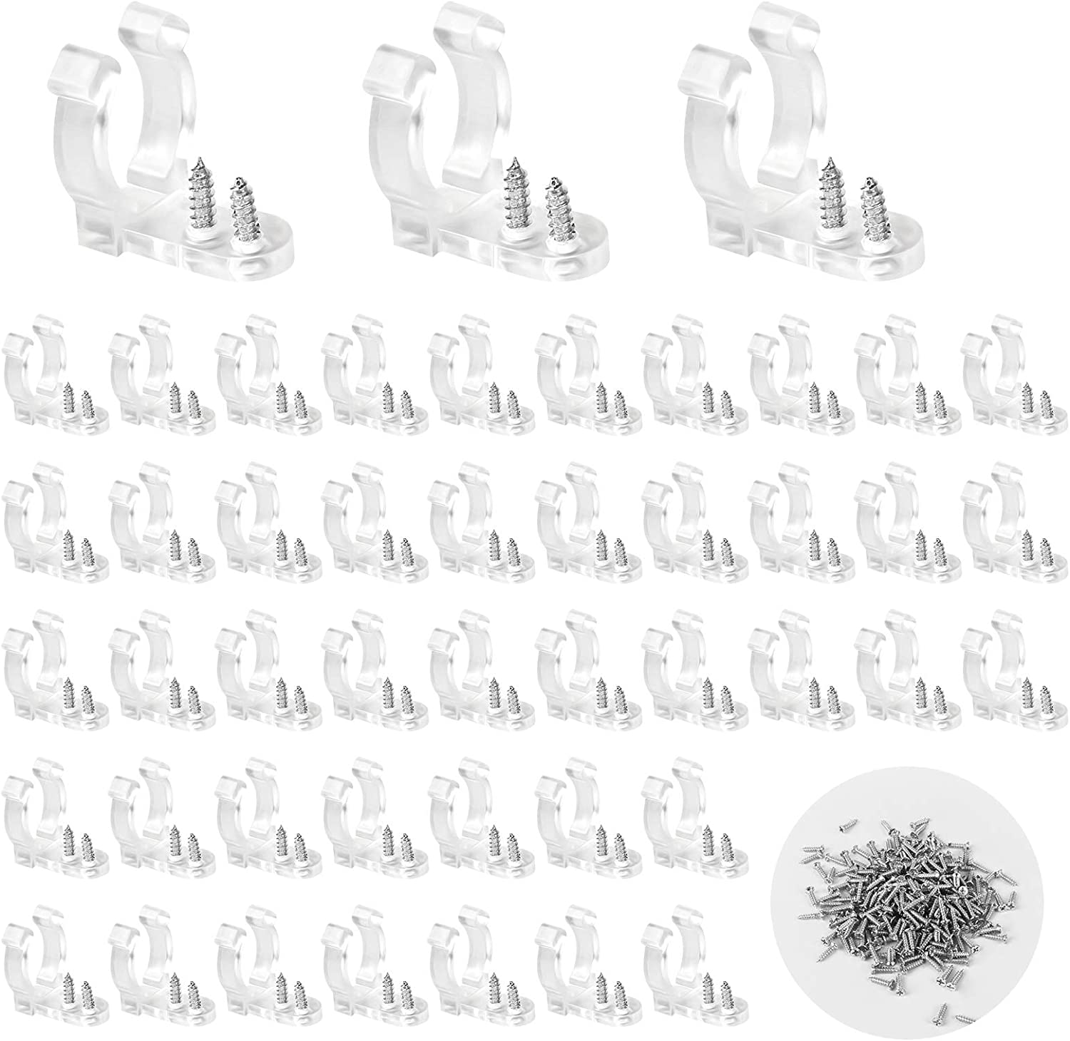 200PCS Led Mounting Clips Strip Light Mounting Clips with 400 Screws