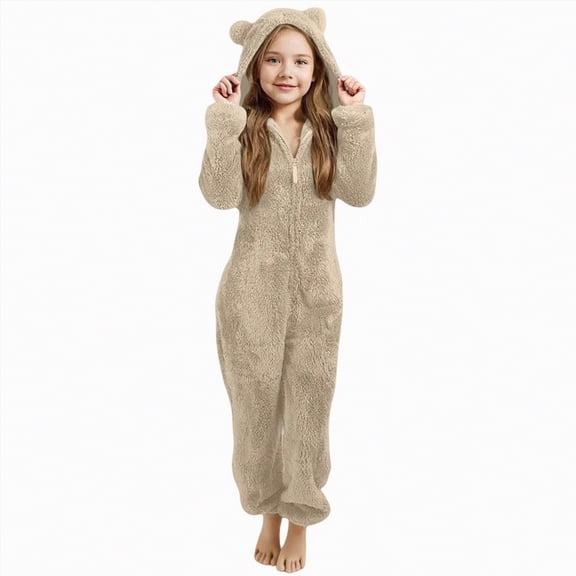 Godom Girls Floral Print Long Sleeve Belted Pants Jumpsuit Kids Unisex Animal Jumpsuit,Khaki