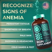 Wild Fuel Iron Supplement for Women 35 mg + Folic Acid 400 Mcg – Iron Deficiency & Anemia Support – 60 Vegan Tablets