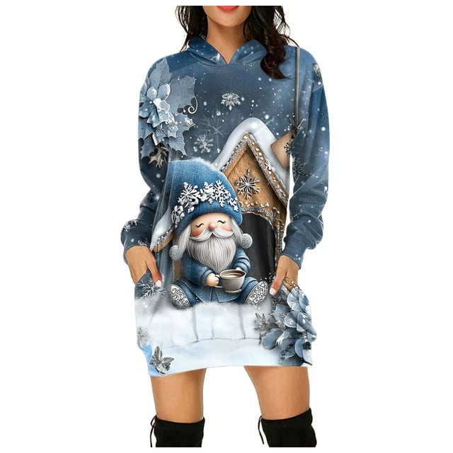 TJAZFJPA Robe à Encolure Cœur Robe Confortable pour Femmes Robe à Imprimé Vintage Chandails à Capuchon à Manches Longues Robes Midi à Manches Longues avec Poches Robe Verte Robe Semi-Formelle pour Femmes