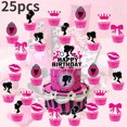 thumbnail image 1 of Adorno de pastel de niña rosa brillante para Barbie, conjunto de cabeza de muñeca con purpurina, adornos de cupcakes para niñas y mujeres, decoraciones de fiesta de cumpleaños（A 73, 1 of 5