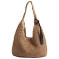 thumbnail image 1 of Bolso de hombro de paja grande y suave tejido a mano con borlas negras, bolso de playa de verano Retro con asa de paja estilo bohemio, 1 of 7