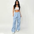 thumbnail image 4 of Loose Pants for Women Elastic High Waist Wide Leg Athletic Pants Y2K Streetwear Causal Sweatpants, S, 4 of 4