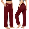 thumbnail image 2 of SuTry Womens Straight Leg Jogger Pants Drawstring Elastic Waist Side Pockets Stretch Knit Fabric Yoga Workout Daily Casual Wear Trousers, 2 of 9
