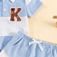thumbnail image 6 of Xudanell Toddler Boy Clothes Color Block T Shirt Shorts Outfits Embroidered Active Short Pants Two Piece Set Sky Blue 3-4 Years, 6 of 8