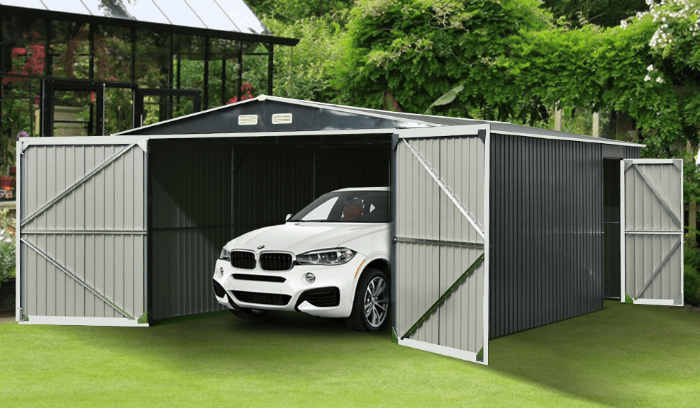 Chery Industrial 10 Ft. X 20 Ft. Large Black Metal Garden Storage Shed