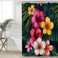 thumbnail image 5 of Red Yellow Althea Shower Curtain, 48" x 72", Watercolor Flowers Tropical Plants Waterproof Bathroom Curtain Washable Shower Curtain Set with 12 Hooks, 5 of 6