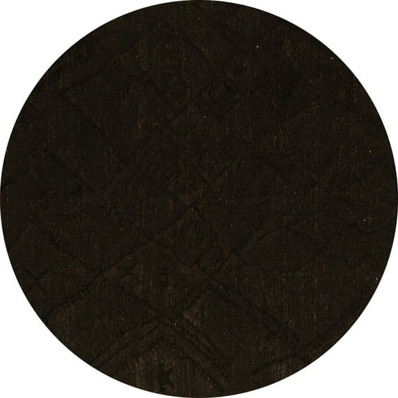Ahgly Company Indoor Round Abstract Brown Modern Area Rugs, 6' Round