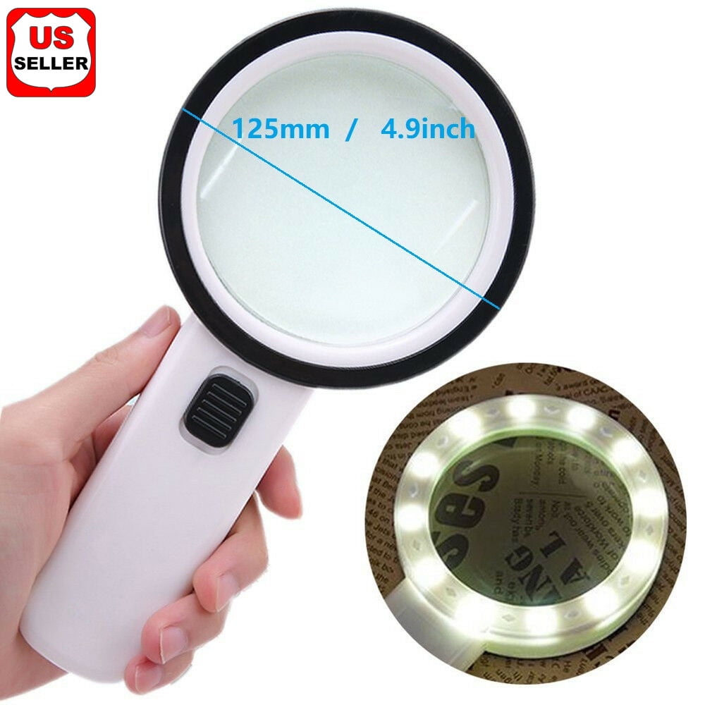 GLAM HOBBY Magnifying Glass with Light, 30X Handheld Large Magnifying Glass LED Illuminated Lighted Magnifier for Seniors Reading, Soldering, Inspection, Coins, Jewelry
