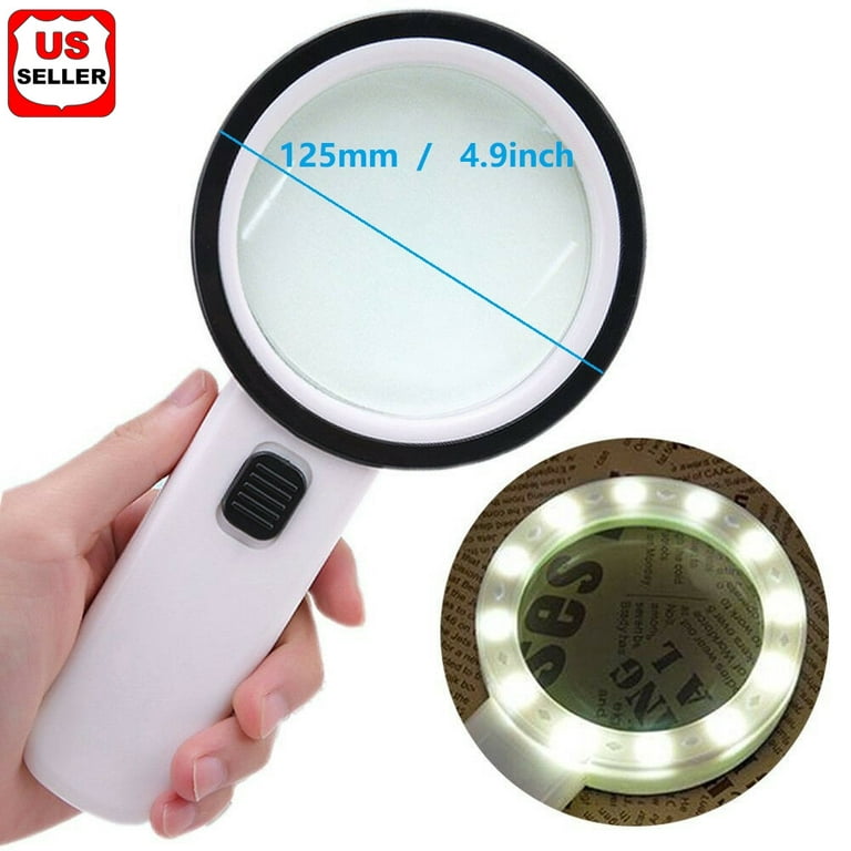 GLAM HOBBY Magnifying Glass with Light, 30X Handheld Large Magnifying Glass  LED Illuminated Lighted Magnifier for Seniors Reading, Soldering