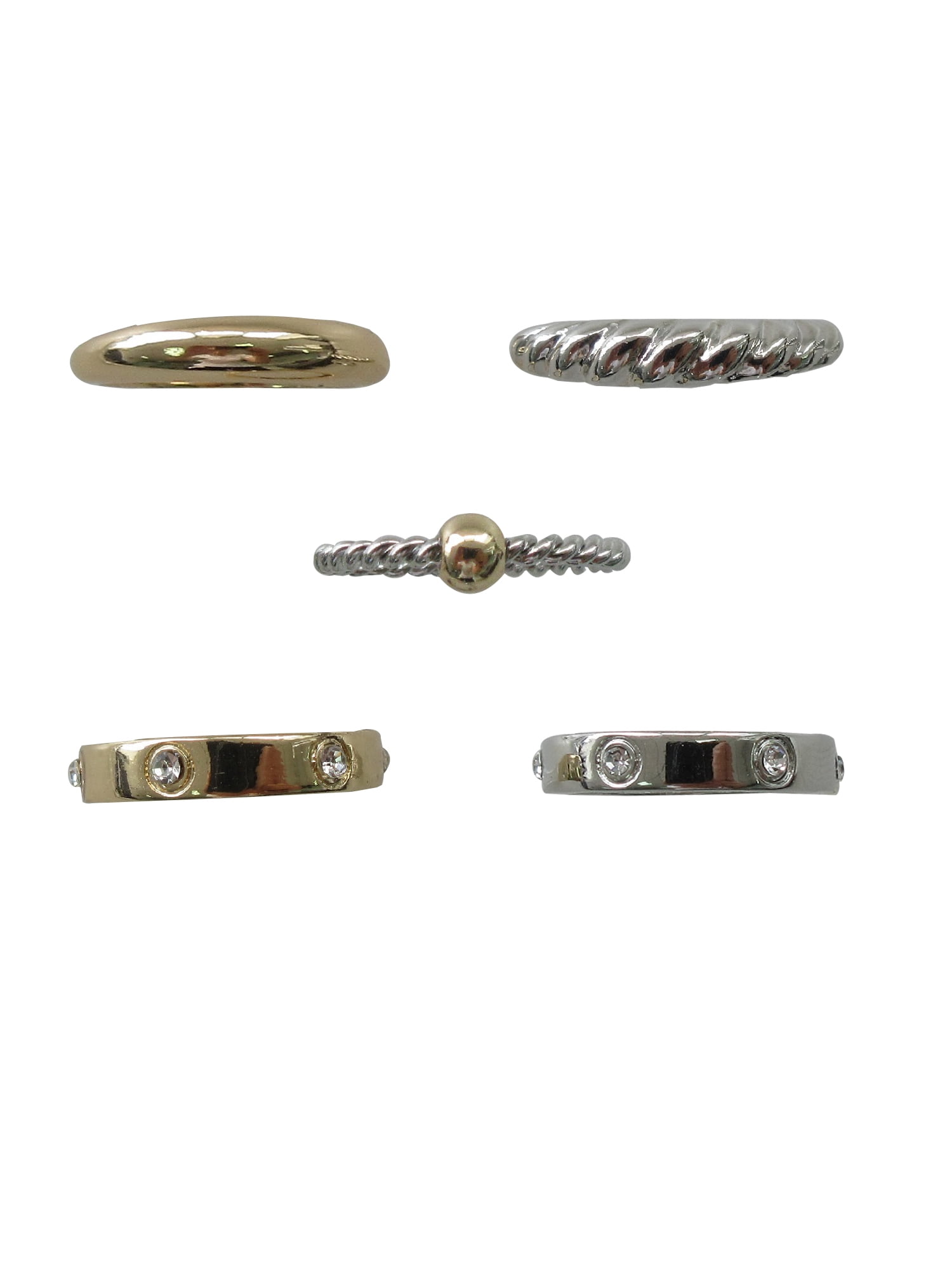 Time and Tru Women's Gold & Silver Ring Set, 5 Pack