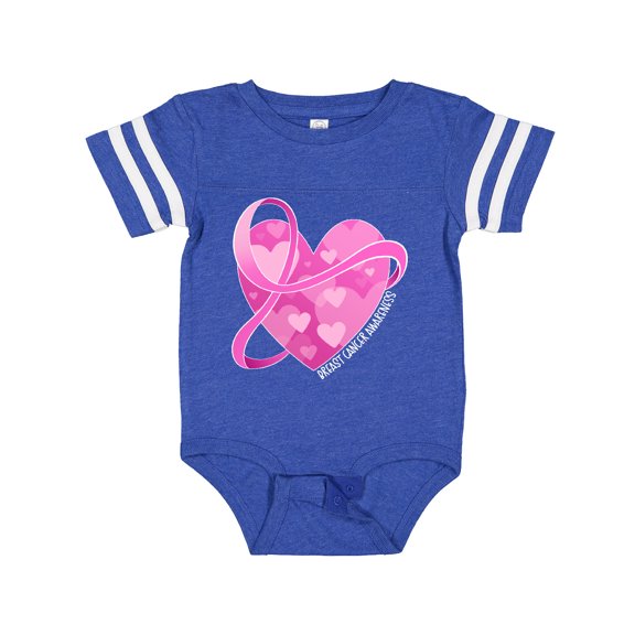 Inktastic Breast Cancer Awareness Pink Ribbon Around Heart Boys or Girls Baby Bodysuit
