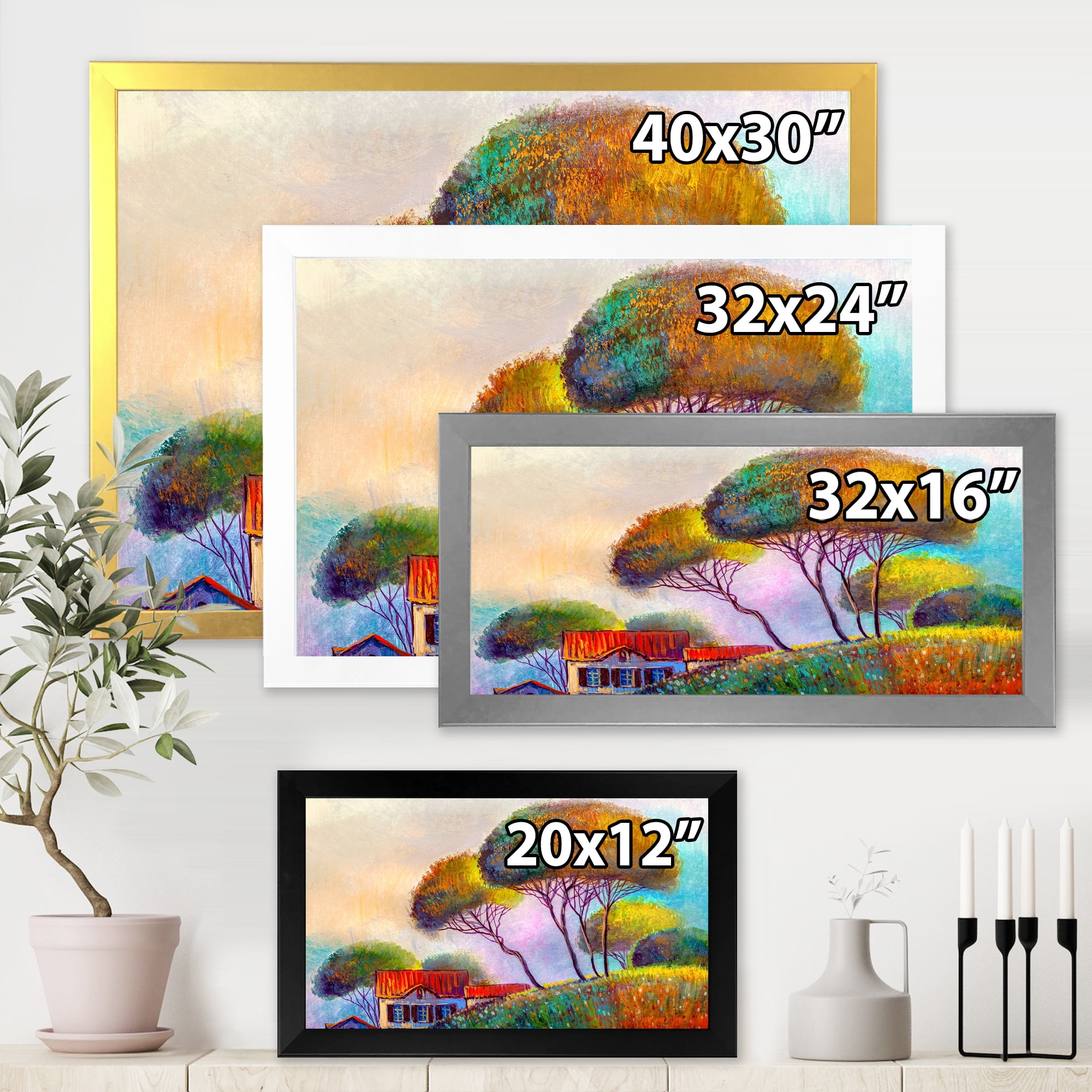 Designart 'Beautiful Village House On A Hot Summer Day' Modern Framed Art Print