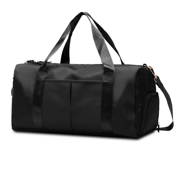 Qarigey Bolsa de gimnasio de gran capacidad, bolsa de almacenamiento de Fitness, bolsa de equipaje de viaje impermeable portátil, accesorios de soporte Envolturas para manijas de equipaje Negro