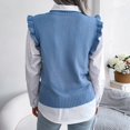 thumbnail image 4 of Mifelio Womens Sweaters Women Autumn and Winter Casual Solid Color O Neck Knit Sweater Vest Cable Knitted Sleeveless Checked Knitwear Tanks Sweater Vest Women Blue M, 4 of 9
