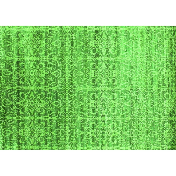 Ahgly Company Indoor Rectangle Abstract Green Contemporary Area Rugs, 5' x 7'