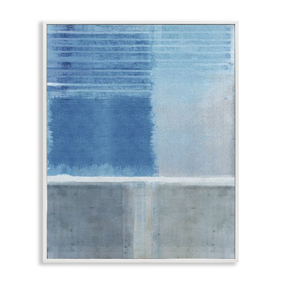 Stupell Industries Contemporary Blue & Grey Abstract White Framed Giclee Art, 24 x 30, by Flora Kouta