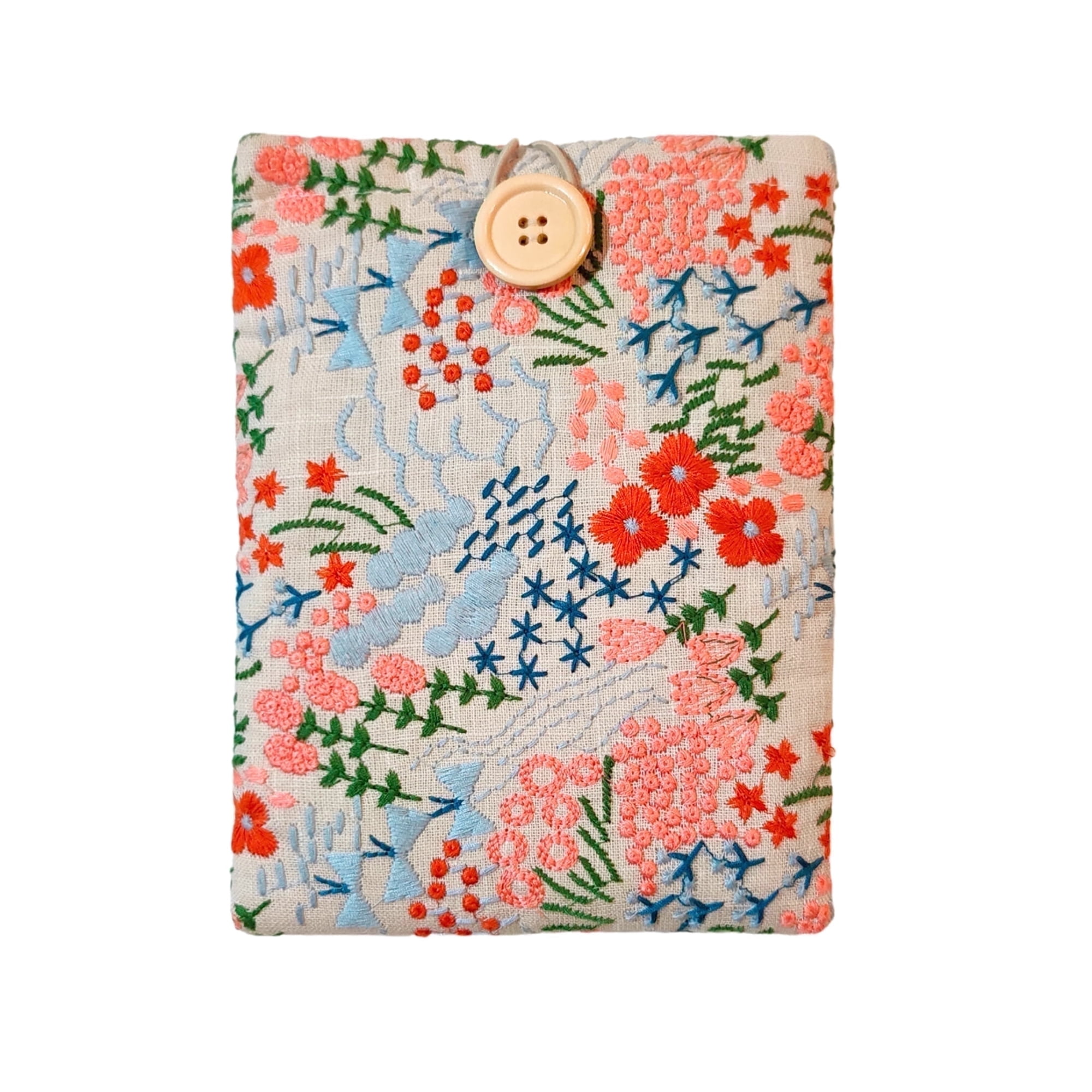 Floral Embroidered E-Reader Sleeve for Kindle Basic, Paperwhite, and Kobo Clara