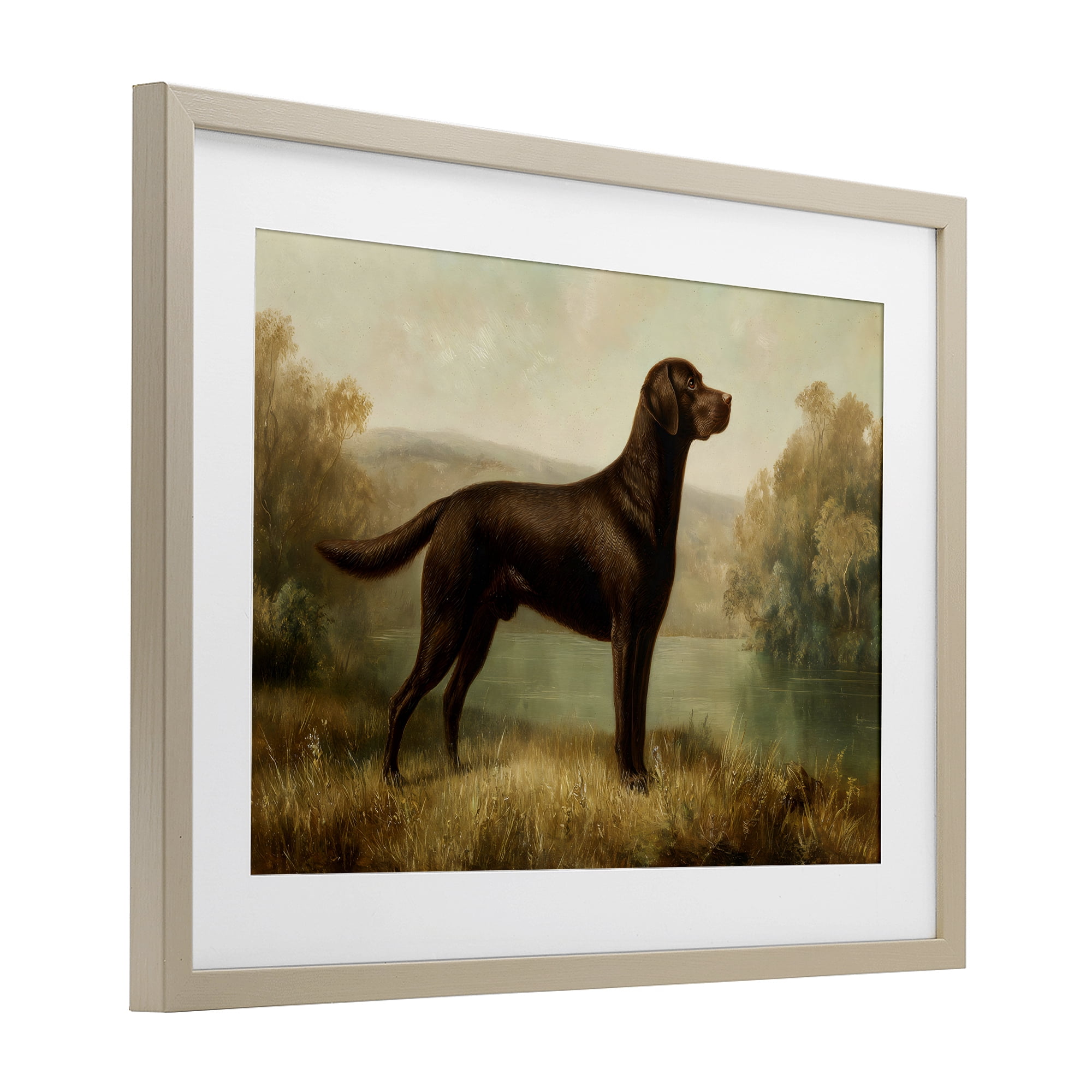 Stupell Industries Chocolate Brown Labrador Birch Framed Print Under Glass, design by Petal Prints Design