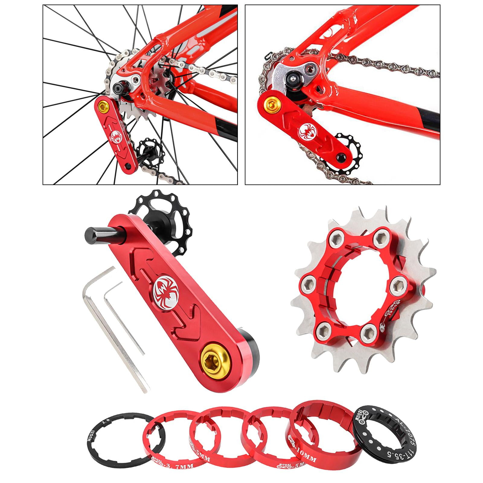 Bike Single Cog Set Chain Tensioner Freewheel for 13T 14T 15T 16T 17T Accessories Red 16T