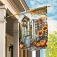 thumbnail image 4 of Autumn Chair Fall Flag Pumpkin Blue White Blanket Seasonal Maple leaves Sunflower Outside Farmhouse Decoration (Chair-28×40 inch), 4 of 6