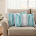 thumbnail image 3 of Outdoor Waterproof Pillow Covers Teal Stripe Gray Line Decorative Throw Pillow Protectors,Pillowcase Cushion Cases for Patio Sofa Garden Couch,20x12in,Pack of 2, 3 of 14