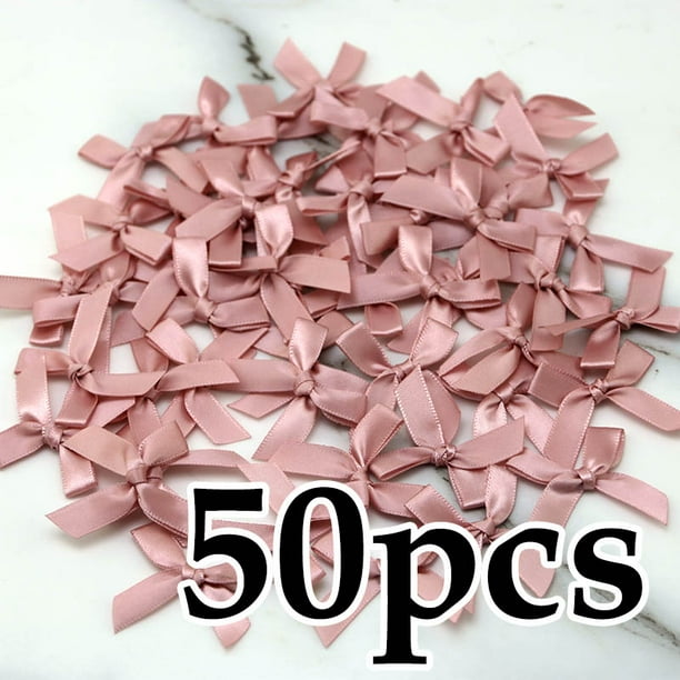 (50 uds) lazos de cinta rosa fresco de 4cm x 4cm tamaño pequeño cinta de raso de poliéster lazo flor trabajo hecho a mano decoración artesanal DIY