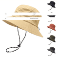 thumbnail image 3 of Xunmmm Unisex Bucket Hat With Adjustable Chinstrap Waterproof Packable Sun Hat Wide Brim UV Protection Fisherman Hat For Fishing Hiking Travel Dark Gray,A, 3 of 3