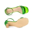 thumbnail image 4 of BLISSFUL STEP Women's Shoes Glitter Ankle Strap Block Heel Prom Sandals Bright Green 7.5, 4 of 7