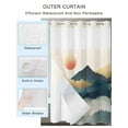 thumbnail image 2 of No Hook Cloth Fabric Shower Curtain with Snap in Liner, Teal Golden Mountain Waterproof Shower Curtains Set with See Through Top Window, Tree Peaks Landscape Bath Curtains Shower 72"x78", 2 of 6