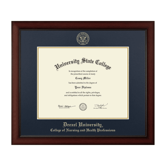 Framerly - Drexel Nursing Diploma Frame with Navy and Gold Mat