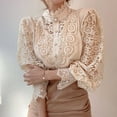 thumbnail image 5 of Women Elegant Lace Trim Shirts Casual Victorian Blouse Long Sleeve Button Down Tops Color S, 5 of 9