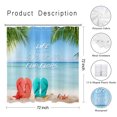 thumbnail image 2 of Summer Beach Shower Curtain Blue and Red Slipper Tropical Ocean Sand Bathroom Shower Curtain Starfish Seashell Palm Leaves Funny Hawaiian Waterproof Durable Bath Curtain with 12 Hooks 72x72 Inches, 2 of 6