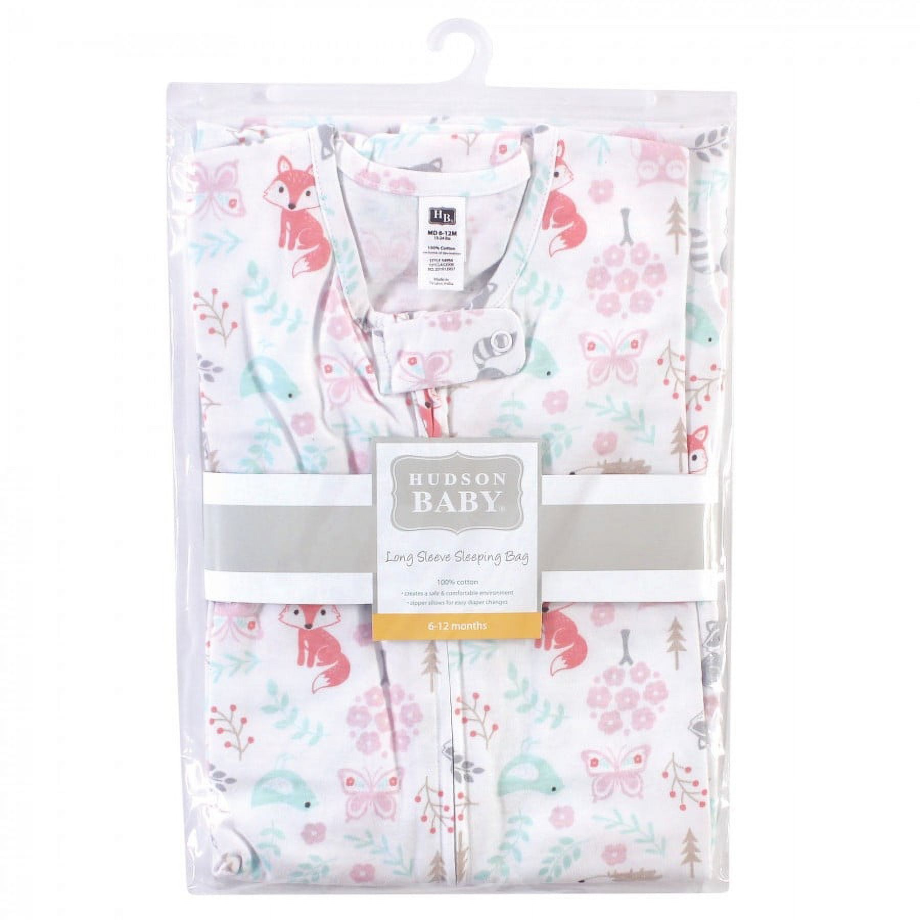 Hudson Baby Infant Girl Long Sleeve Cotton Jersey Sleeping Bag, Girl Woodland, 12-18 Months