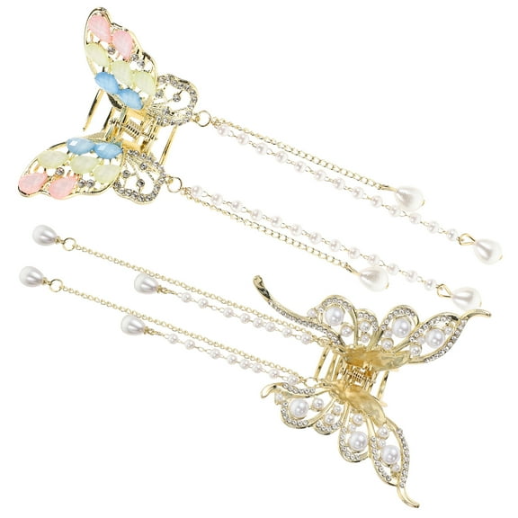 ELAYARD 2pcs Cute Hair Clips for Women Half Up Hairstyle in Gatherings with Golden Crystal