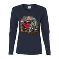 thumbnail image 2 of Wild Bobby, Vintage Hot Rod Old Garage Cars and Trucks Womens Graphic Long Sleeve T-Shirt, Navy, Small, 2 of 3