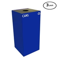 Witt Industries 32GC01-BL GeoCube Recycling Receptacle with Round Opening, Steel, 32 gal, Blue (Set of 3)