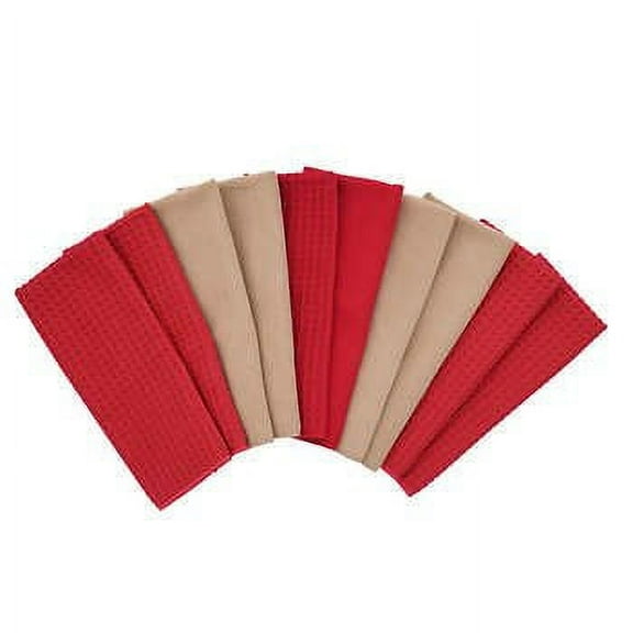 Town & Country Microfiber Kitchen Towels 10 Pack, Scarlett and Waffle - NEW