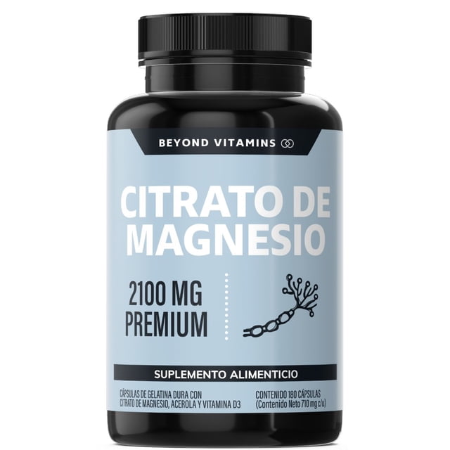 Citrato de Magnesio Beyond Vitamins Suplemento Alimenticio 2100mg 180 Cápsulas