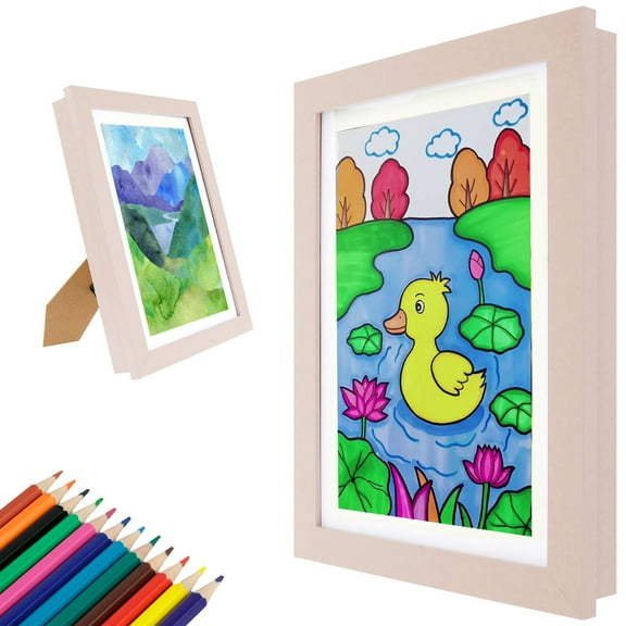 Eummy Kids Art Frame 13.4×10inch Front Opening Kids Artwork Frames Picture Storage Frames Crafts Drawing Hanging Art Display for A4（Pink，1Pack color lead）