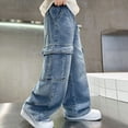 thumbnail image 7 of Boy's Baggy Jeans Teen Boys Cargo Jeans Straight Wide Leg Denim Pants with Pockets, 7 of 7
