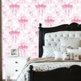 thumbnail image 2 of Pink Peel and Stick Wallpaper Floral Pink Bows Delicate Flowers Spring Wall Mural 23.6in x 9.8ft Self Adhesive Removable Wall Paper Renter Friendly Wallpaper for Girls Bedroom Nursery, 2 of 8