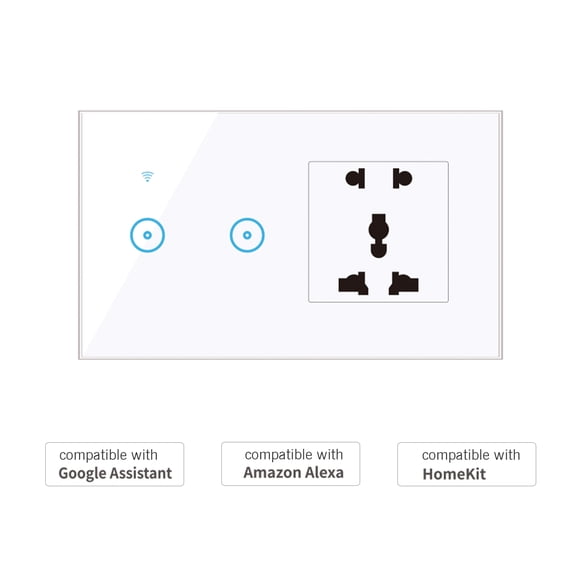 Smart Switch,App Remote Switch App Wall Outlet 2 Switch Voice Compatible Wi-fi Wall 2 Switch With Wi-fi With Voice Compatible Outlet With Switch Dsfen Pl Universal White 2