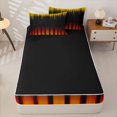 thumbnail image 4 of jejeloiu Abstract Lines Pattern Zipper Twin Comforter Sets with Fitted Sheet and 2 Pillowcases For Adults,Yellow Black Orange Zipper Bedding Set For Girls,Reversible,4-Piece, 4 of 7