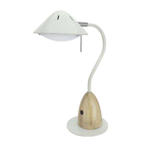 Aspen Creative 40102-1, Dimmable LED Desk Lamp, 7W Modern Design in Milky White with Wood Grain Finish, 18 1/2" High