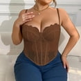 thumbnail image 6 of Women's Trendy Sexy Mesh Sheer Lace Spaghetti Strap Going Out Slimming Bustier Corset Bodysuit With Built In Bra Plus Size XL-4XL, 6 of 7