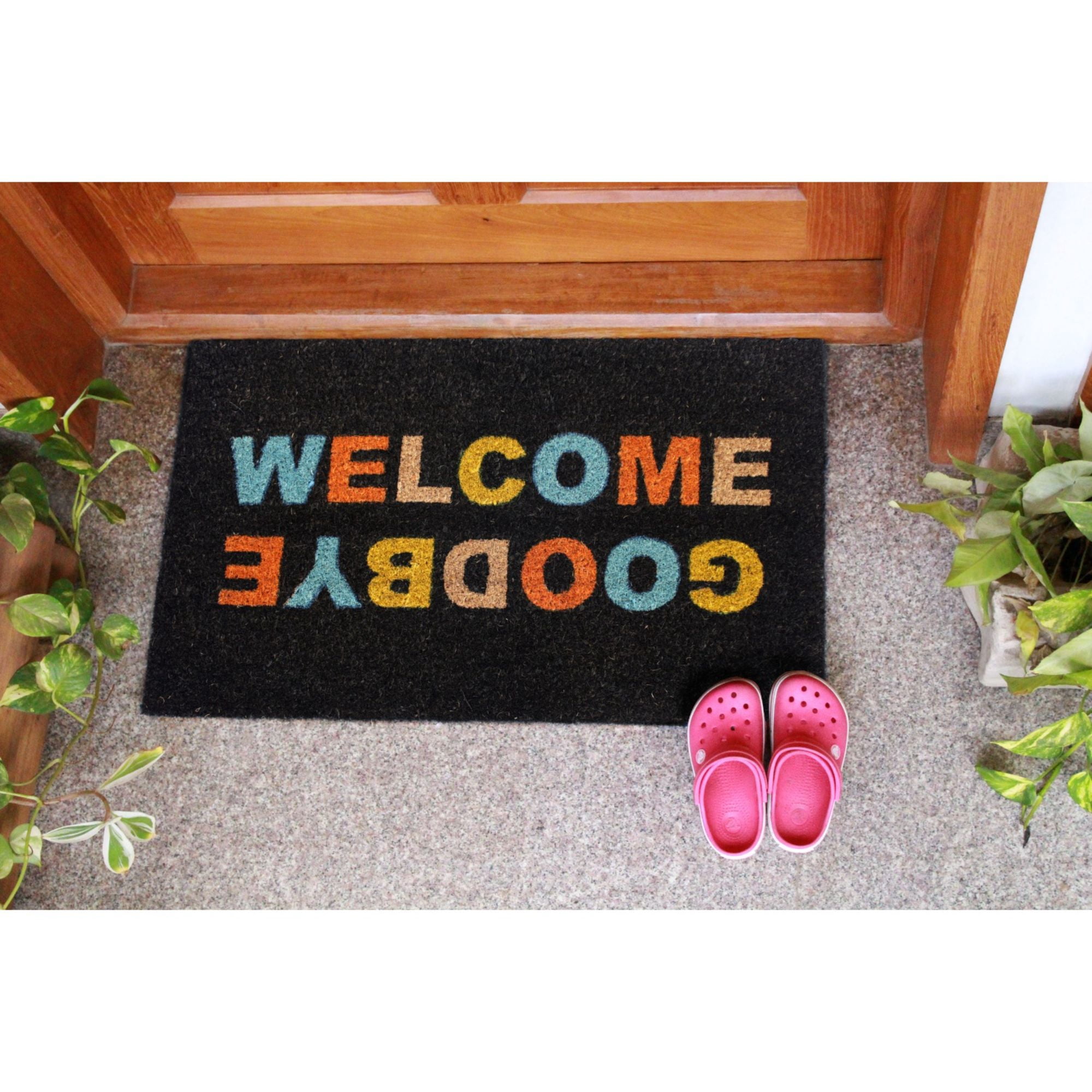 Rugsmith Multi Machine Tufted Welcome, Good bye Stacked Doormat, 18" x 30"