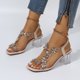 thumbnail image 2 of Amzcrzy Zapatos de mujer,Zapatos de mujer,Zapatillas de mujer, Sandalias de tacón de bloque para mujer, zapatos transparentes, sandalias con tiras en el tobillo, sandalias de tacón grueso con flores, 2 of 7