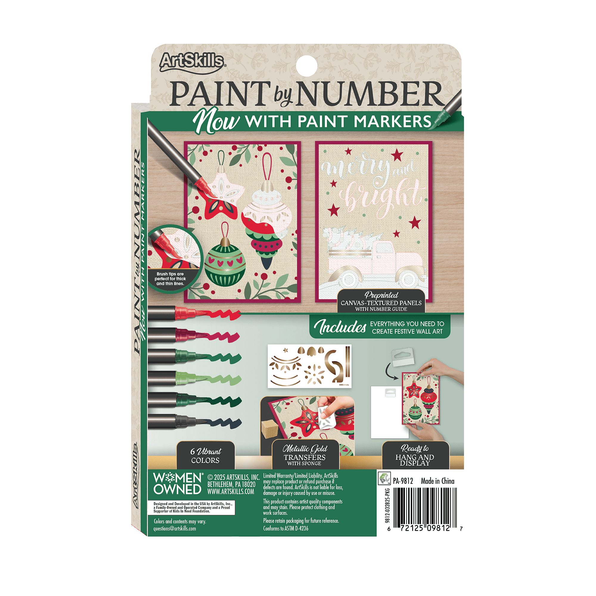 ArtSkills Paint by Number Kit for Kids & Adults with Paint Markers, Ornaments & Truck
