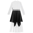 thumbnail image 7 of YiZYiF Girls Metallic Color Block Church Praise Dance Dress Long Sleeve Worship Liturgical Tunic Black 8, 7 of 7
